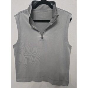 Hickey Freeman 1/4 zip vest Men's Size Medium‎ Gray Striped Golf Top
